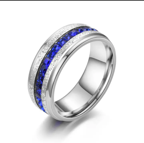 Men's Blue Baguette Diamond Fashion Ring