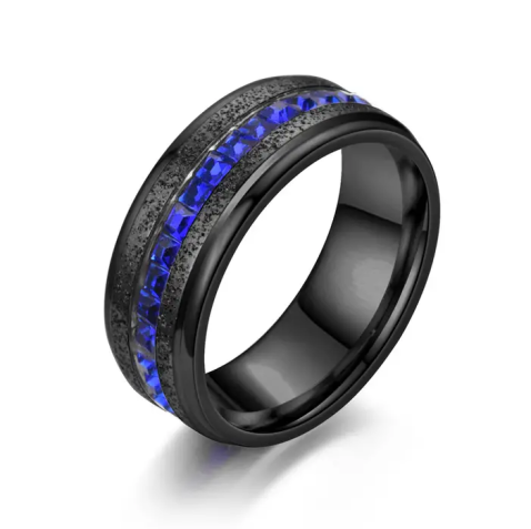 Men's Blue Baguette Diamond Fashion Ring