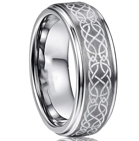 Men's Fashion Carbide Laser Ripple Ring