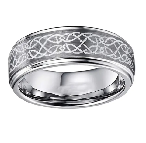 Men's Fashion Carbide Laser Ripple Ring