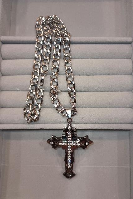 Men's Fashion Jewelry Set- Circonia Cross Chain and Vintage Ring