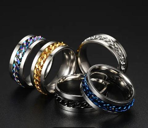 Men's Fashion Multi Color Stainless Steel Ring