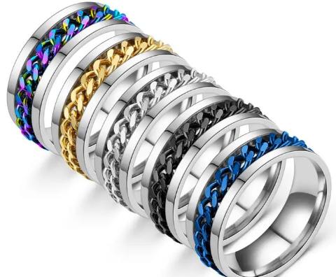 Men's Fashion Multi Color Stainless Steel Ring