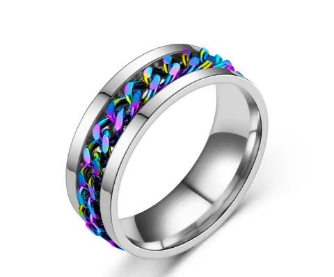 Men's Fashion Multi Color Stainless Steel Ring