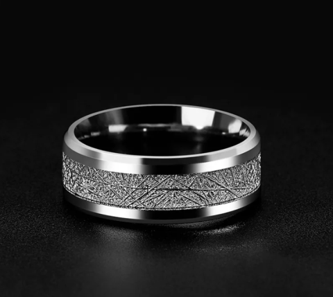 Men's Fashion Stainless Steel Leaf-Like Texture Ring