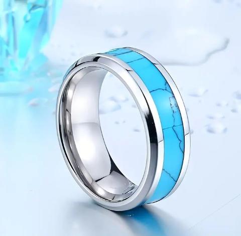 Men's Fashion Stainless Steel Turquoise Ring