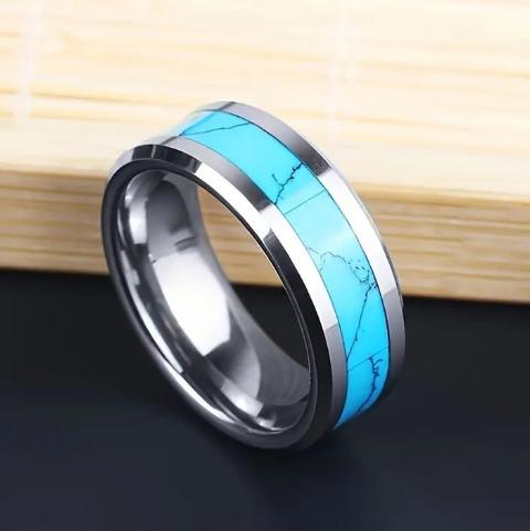 Men's Fashion Stainless Steel Turquoise Ring