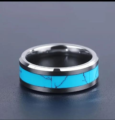 Men's Fashion Stainless Steel Turquoise Ring