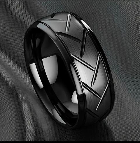 Men's Fashion Titanium Steele Ring Wire Groove