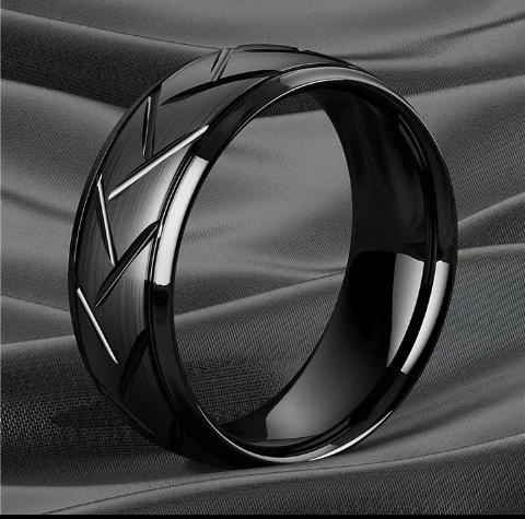 Men's Fashion Titanium Steele Ring Wire Groove