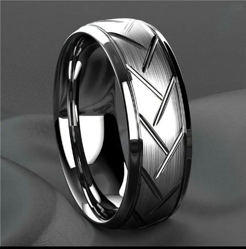 Men's Fashion Titanium Steele Ring Wire Groove