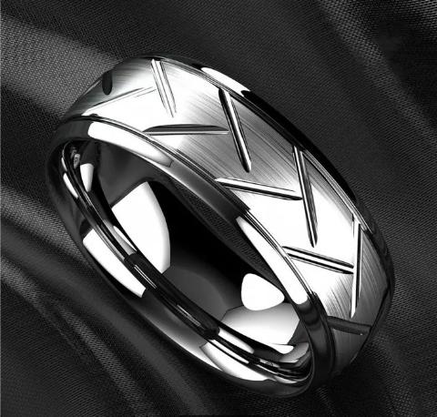 Men's Fashion Titanium Steele Ring Wire Groove