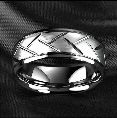 Men's Fashion Titanium Steele Ring Wire Groove