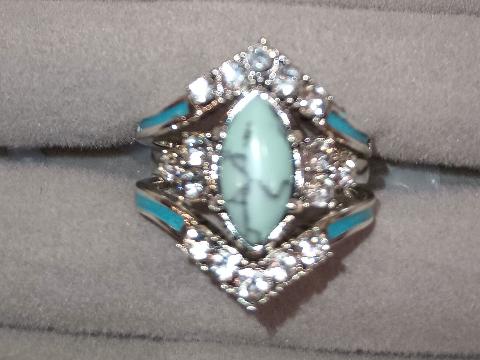 Women's Fashion 3 Ring Turquoise Set