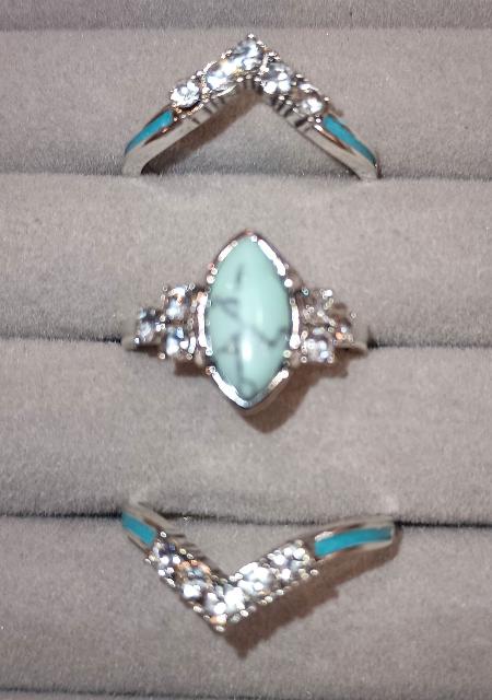 Women's Fashion 3 Ring Turquoise Set